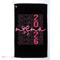Mom Senior Class Of 2026 Coquette Bow Graduation 2026 Golf Towel thumb 0