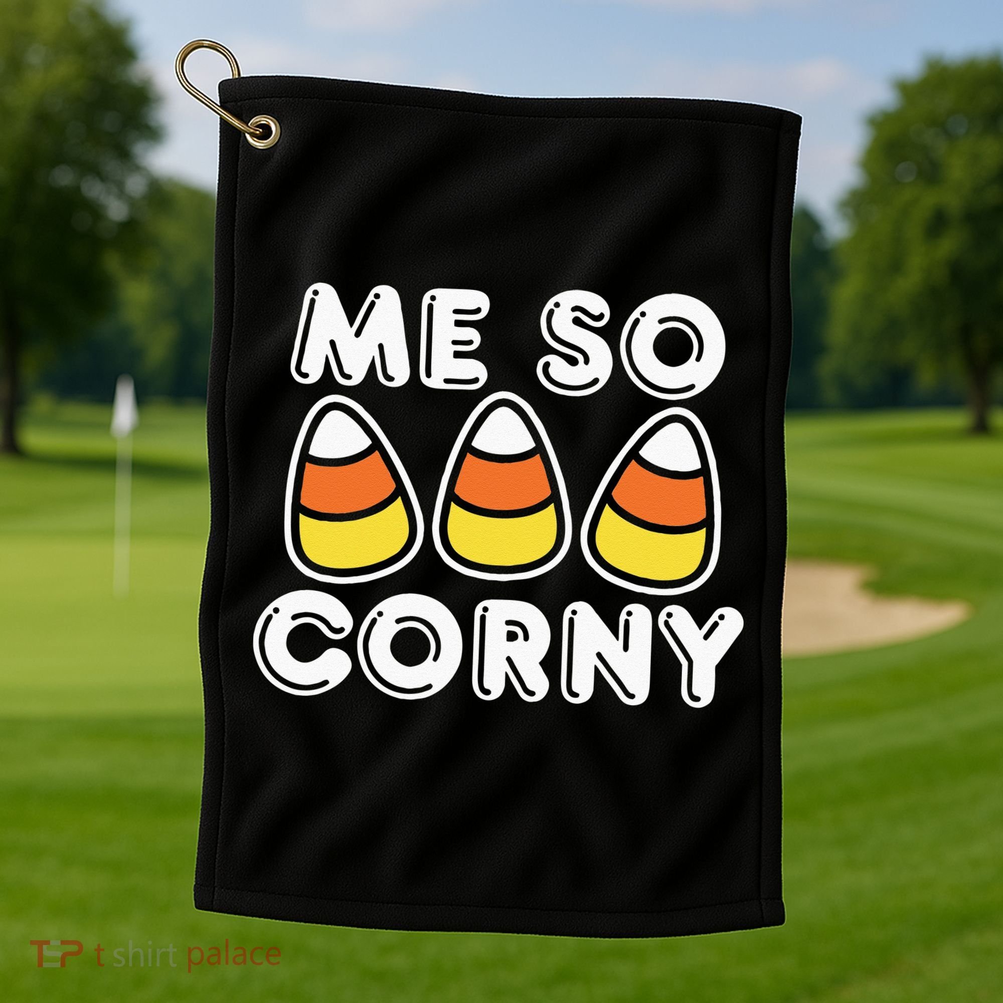 Me So Corny Candy Corn Funny Halloween Golf Towel