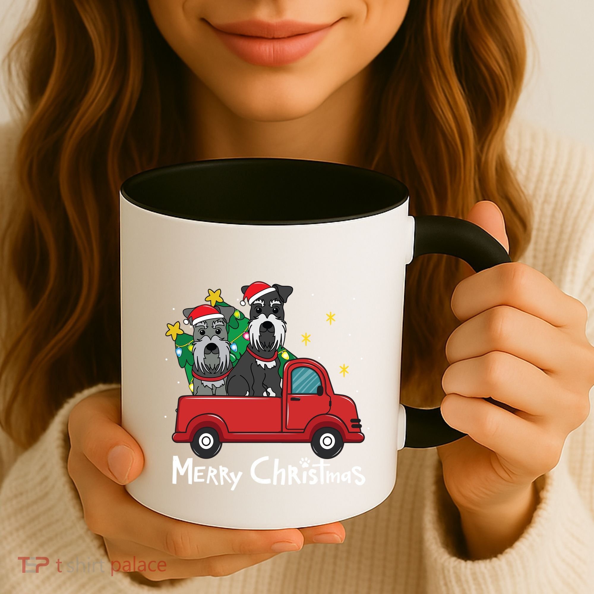 Miniature Schnauzer Christmas Truck Tree Mom Dad Xmas Gift Coffee Mug