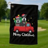 Miniature Schnauzer Christmas Truck Tree Mom Dad Xmas Gift Golf Towel thumb 1