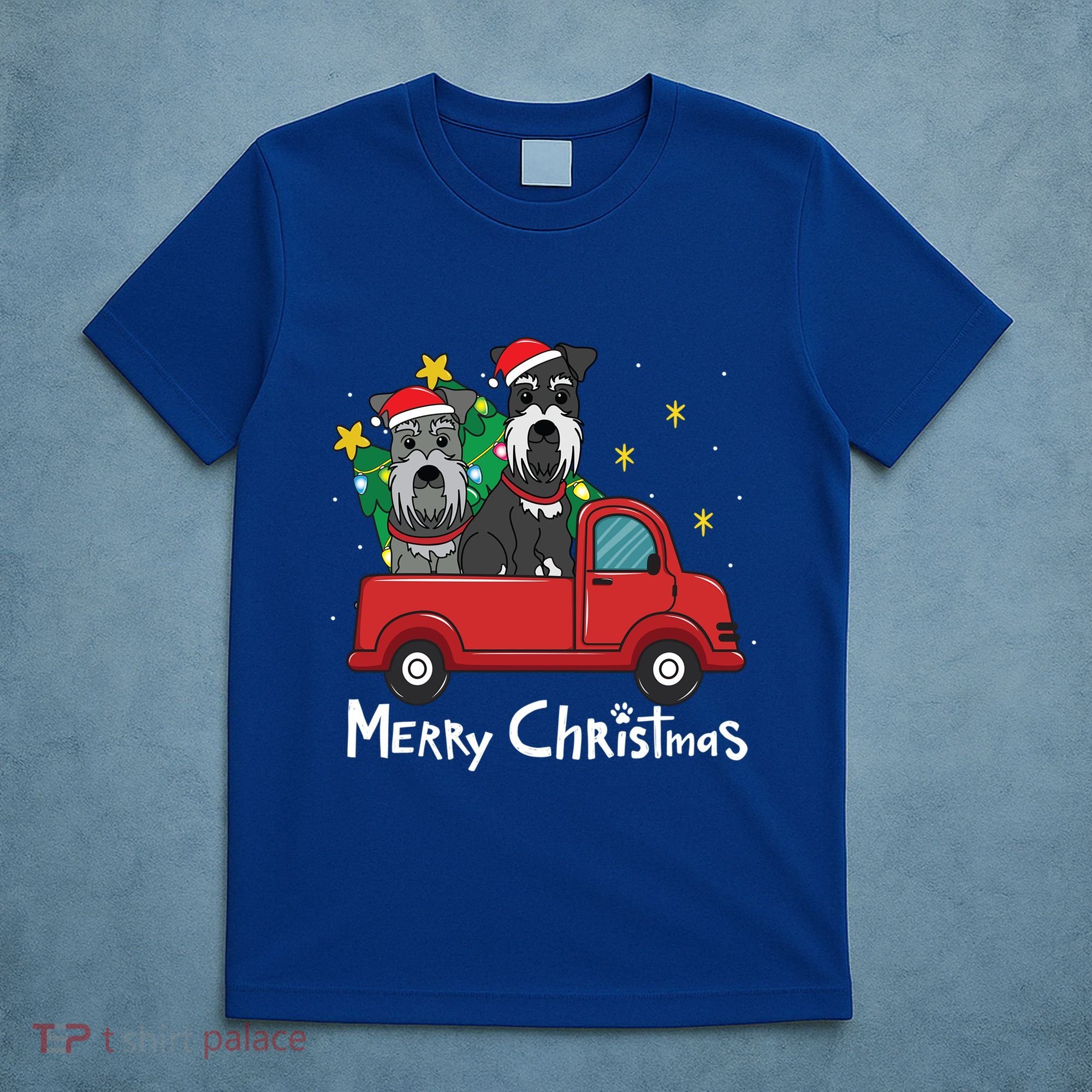 Miniature Schnauzer Christmas Truck Tree Mom Dad Xmas Gift T-Shirt
