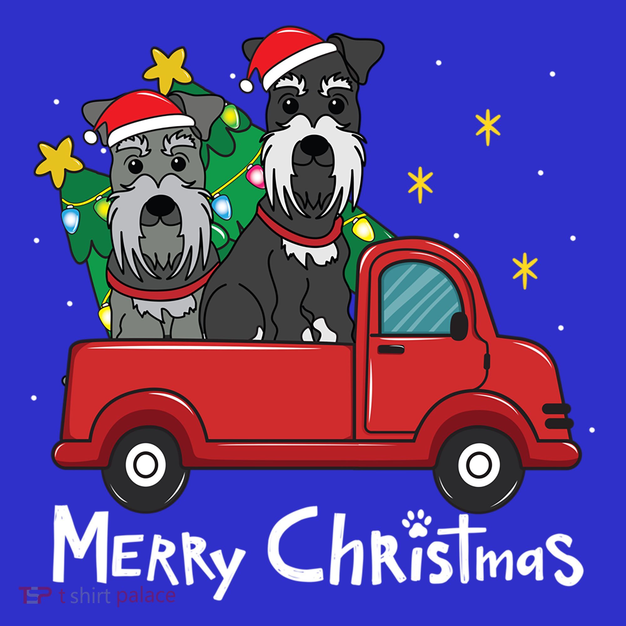 Miniature Schnauzer Christmas Truck Tree Mom Dad Xmas Gift Coaster
