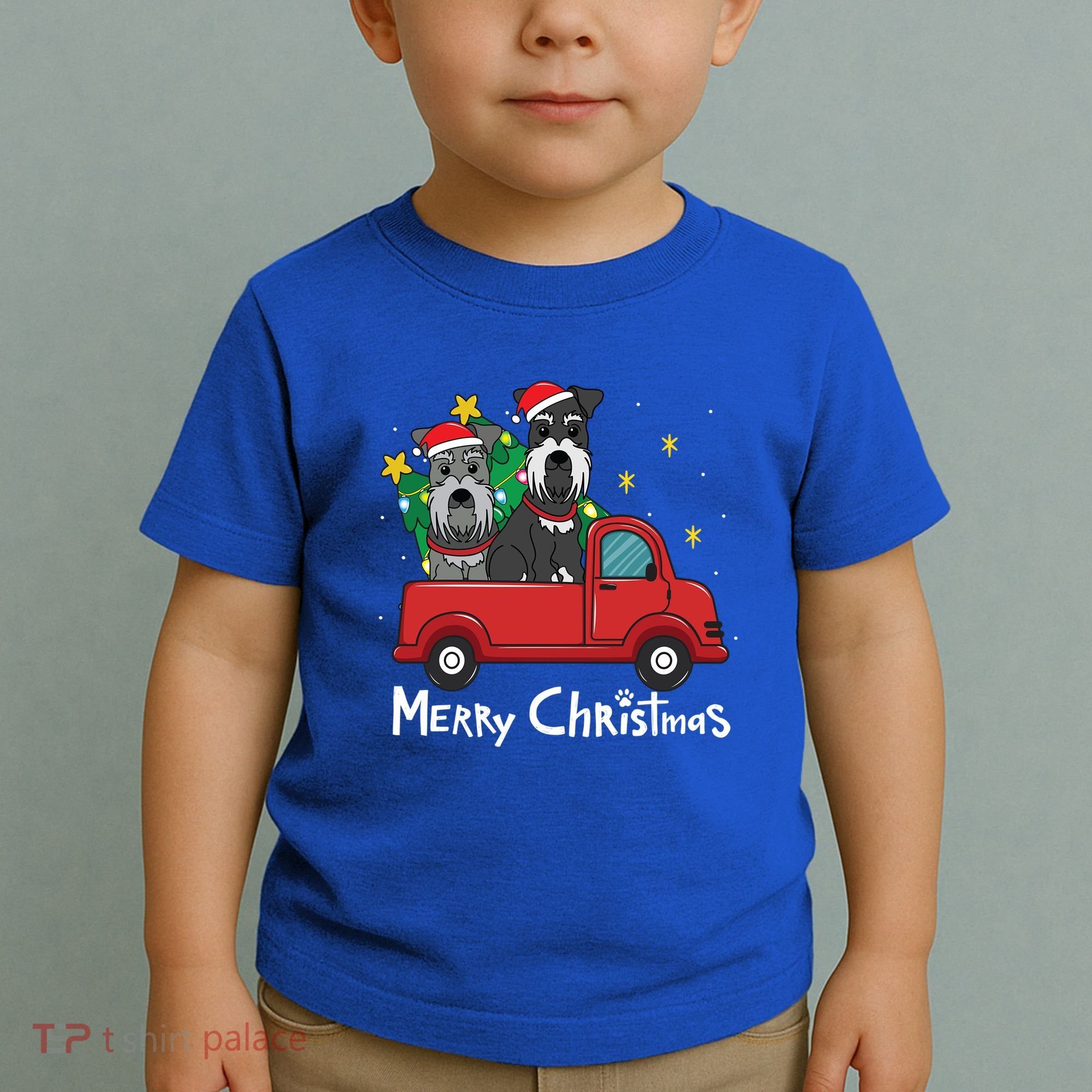 Miniature Schnauzer Christmas Truck Tree Mom Dad Xmas Gift Toddler T-Shirt