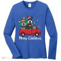 Miniature Schnauzer Christmas Truck Tree Mom Dad Xmas Gift Women's Long Sleeve Shirt thumb 0