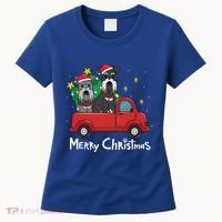 Miniature Schnauzer Christmas Truck Tree Mom Dad Xmas Gift Women's T-Shirt thumb 0