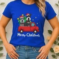 Miniature Schnauzer Christmas Truck Tree Mom Dad Xmas Gift Women's T-Shirt thumb 2