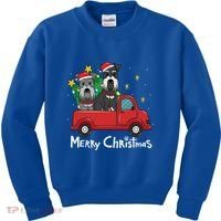 Miniature Schnauzer Christmas Truck Tree Mom Dad Xmas Gift Kids Sweatshirt thumb 0