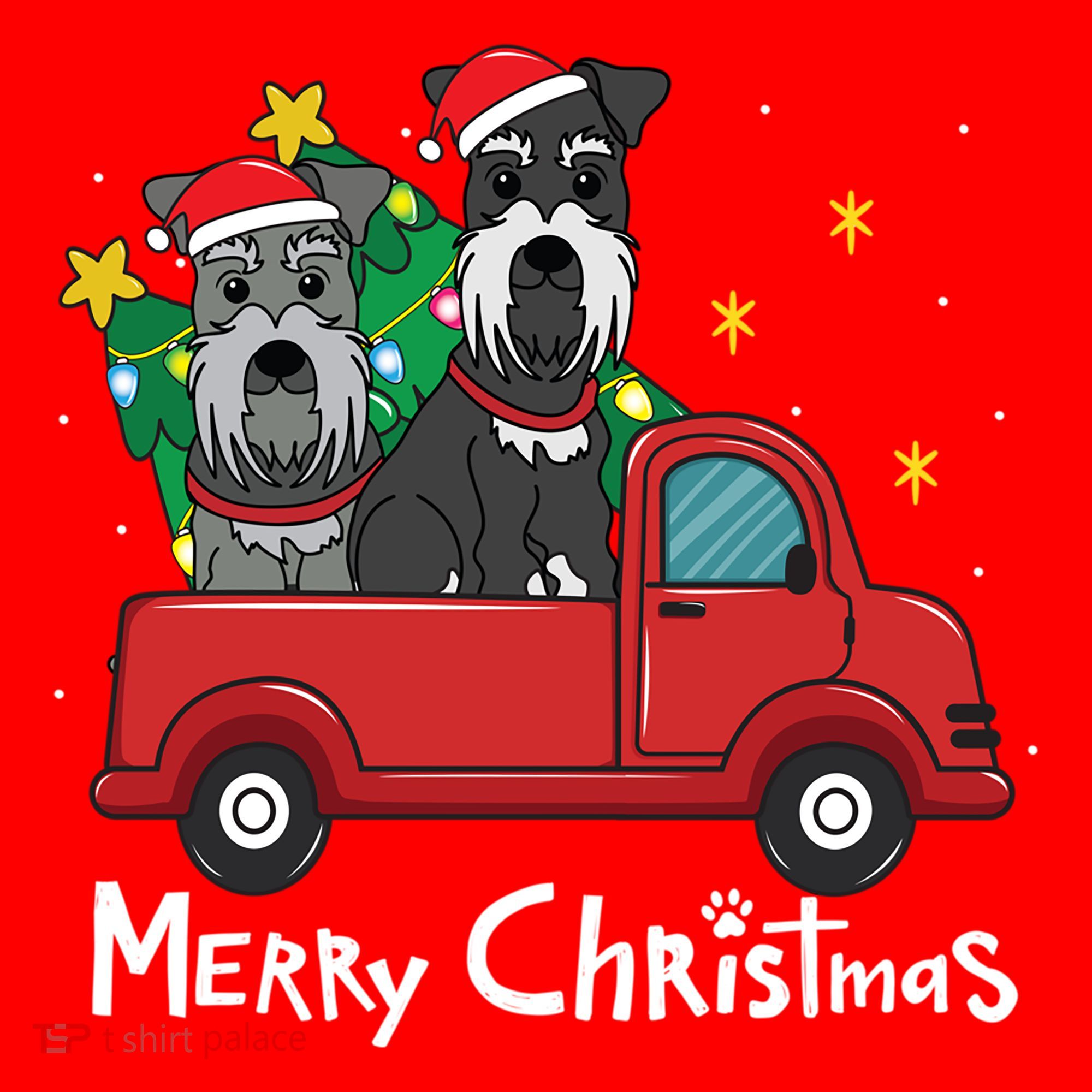 Miniature Schnauzer Christmas Truck Tree Mom Dad Xmas Gift Santa Hat