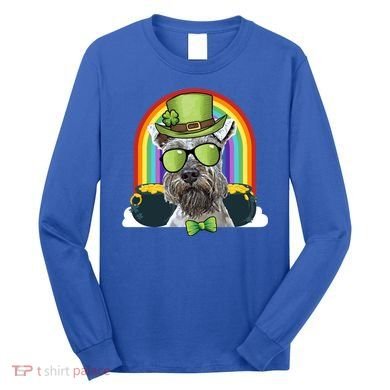 Miniature Schnauzer Dog Leprechaun Funny St Patricks Day Gift Long Sleeve Shirt