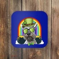 Miniature Schnauzer Dog Leprechaun Funny St Patricks Day Gift Coaster thumb 0