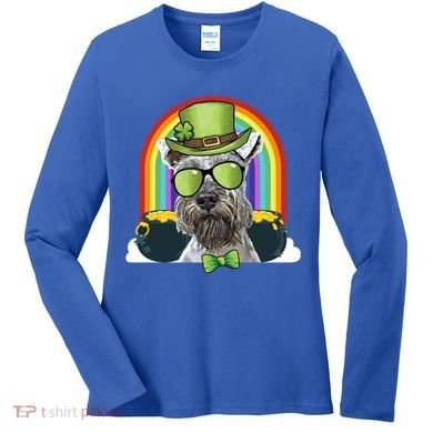 Miniature Schnauzer Dog Leprechaun Funny St Patricks Day Gift Women's Long Sleeve Shirt