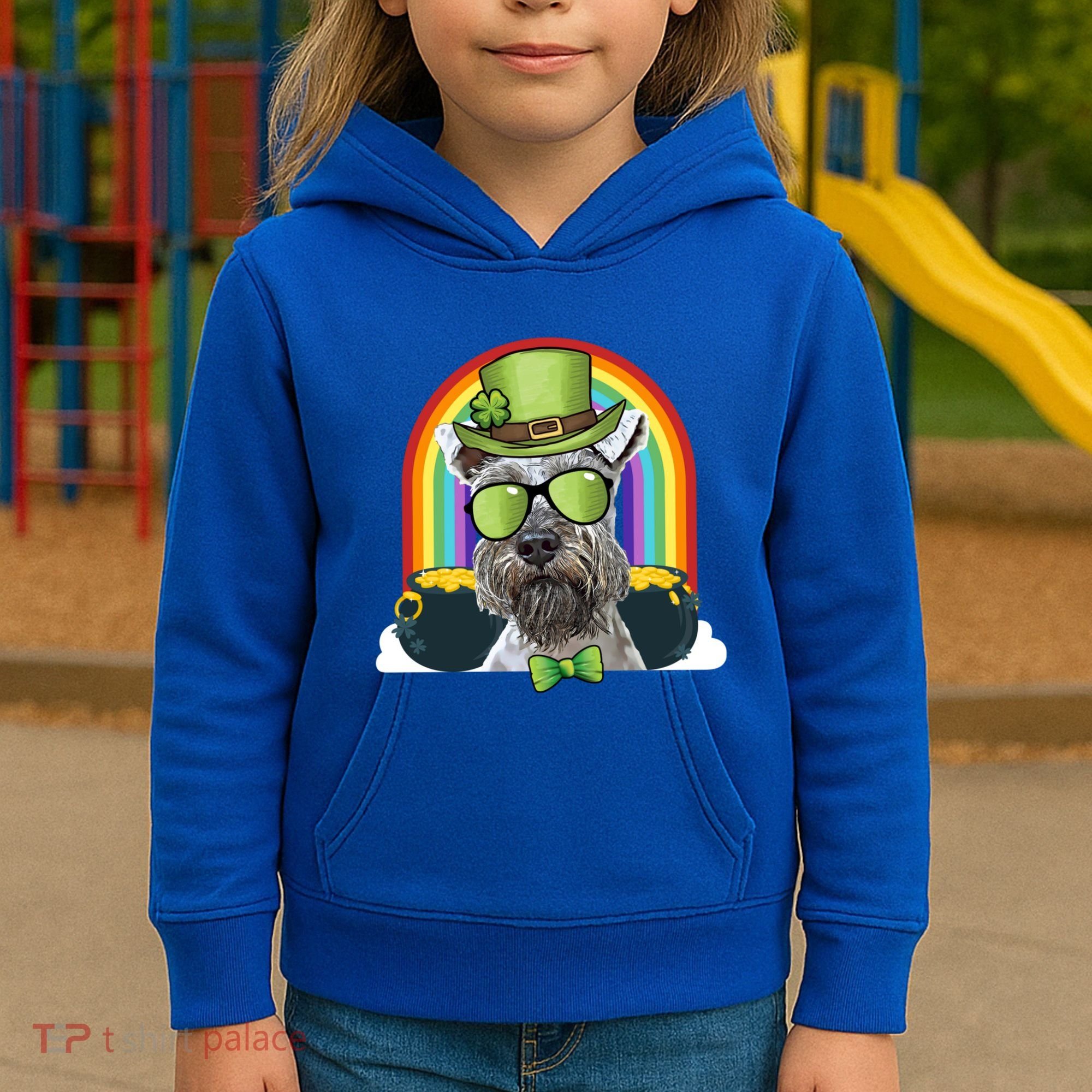 Miniature Schnauzer Dog Leprechaun Funny St Patricks Day Gift Kids Hoodie