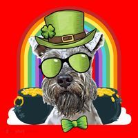 Miniature Schnauzer Dog Leprechaun Funny St Patricks Day Gift Santa Hat thumb 1