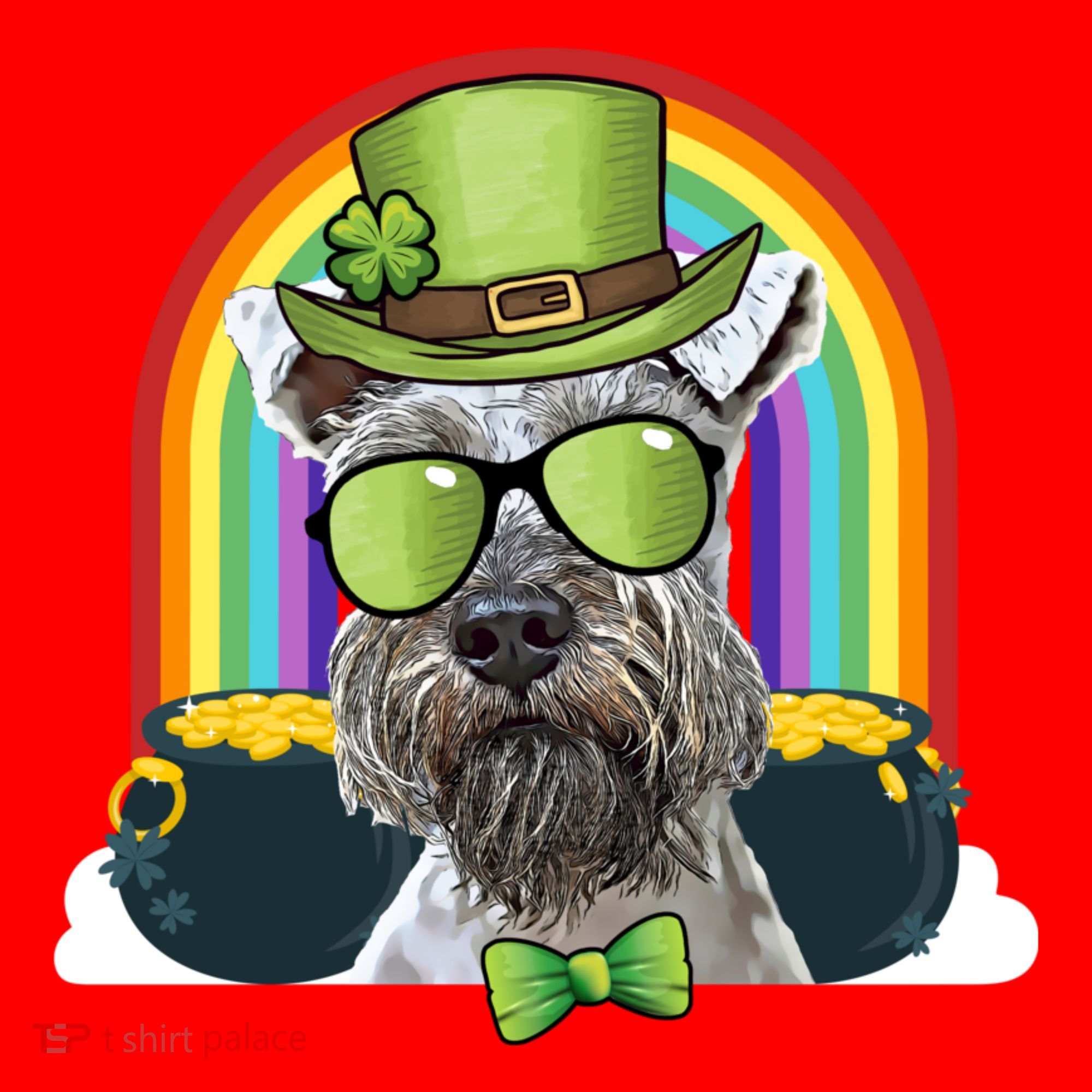 Miniature Schnauzer Dog Leprechaun Funny St Patricks Day Gift Santa Hat