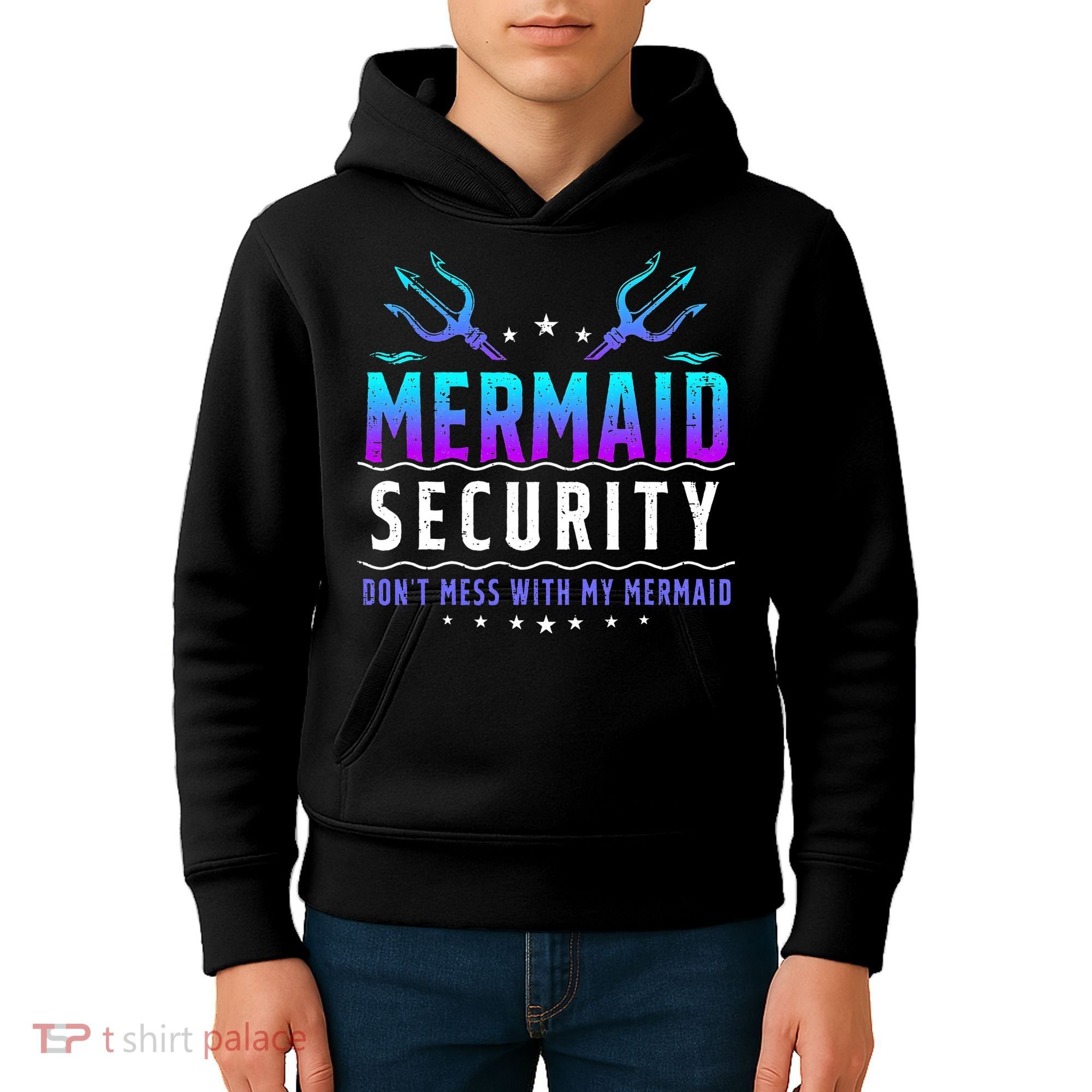 Mermaid Security Don't Mess With My Mermaid Merman Mer Dad Kids Hoodie
