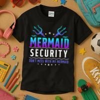 Mermaid Security Don't Mess With My Mermaid Merman Mer Dad Kids T-Shirt thumb 3
