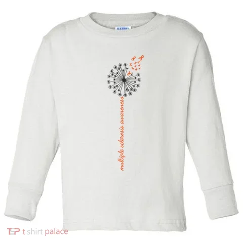 Multiple Sclerosis Dandelion MS Awareness Toddler Long Sleeve in the selected color
