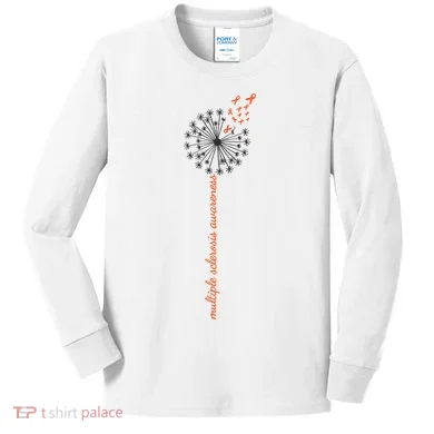 Multiple Sclerosis Dandelion MS Awareness Kids Long Sleeve Shirt