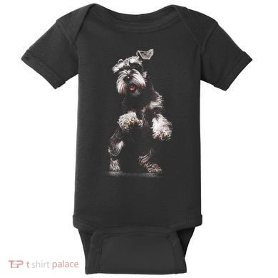 Miniature Schnauzer Dog Art Miniature Schnauzer Baby Bodysuit