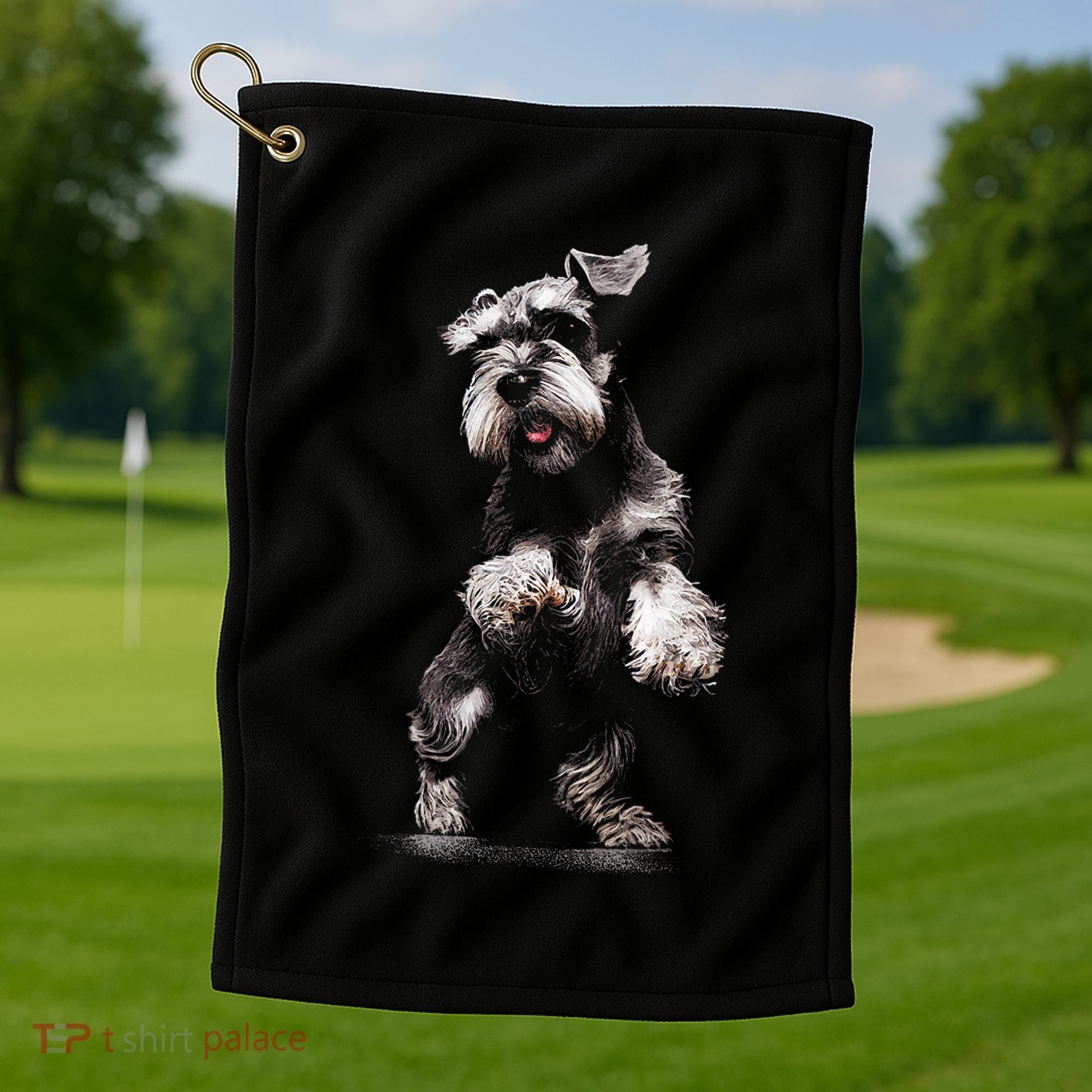 Miniature Schnauzer Dog Art Miniature Schnauzer Golf Towel