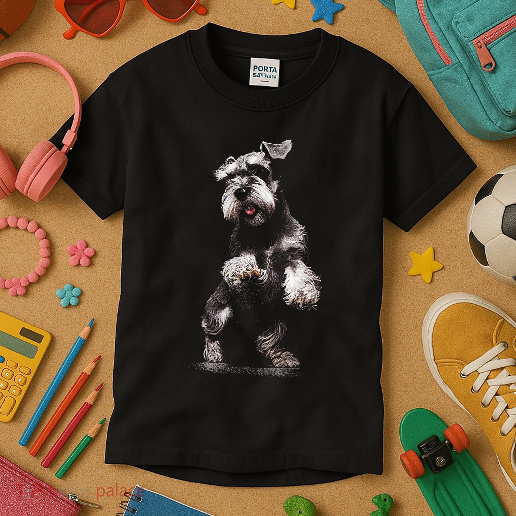 Miniature Schnauzer Dog Art Miniature Schnauzer Kids T-Shirt