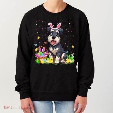 Miniature Schnauzer Dog Easter Egg Hunt Bunny Ear Easter Women's Sweatshirt