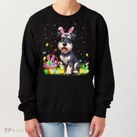 Miniature Schnauzer Dog Easter Egg Hunt Bunny Ear Easter Women's Sweatshirt thumb 0
