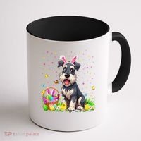 Miniature Schnauzer Dog Easter Egg Hunt Bunny Ear Easter Coffee Mug thumb 1
