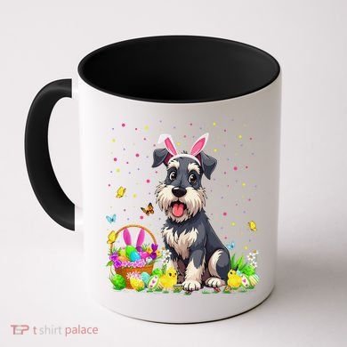 Miniature Schnauzer Dog Easter Egg Hunt Bunny Ear Easter Coffee Mug