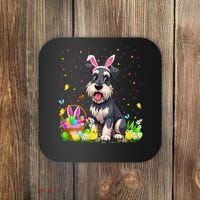 Miniature Schnauzer Dog Easter Egg Hunt Bunny Ear Easter Coaster thumb 0