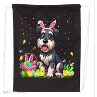 Miniature Schnauzer Dog Easter Egg Hunt Bunny Ear Easter Drawstring Bag thumb 0