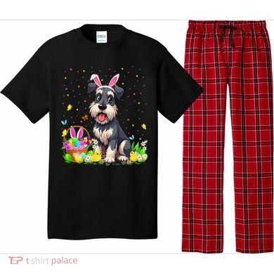 Miniature Schnauzer Dog Easter Egg Hunt Bunny Ear Easter Pajama Set