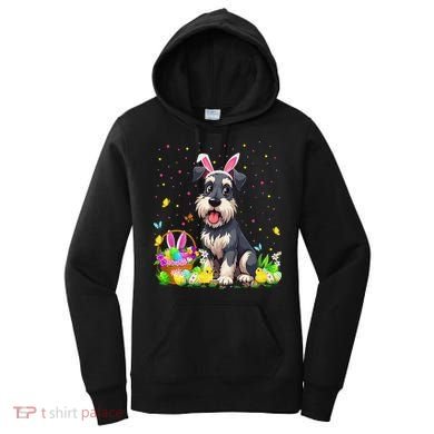 Miniature Schnauzer Dog Easter Egg Hunt Bunny Ear Easter Women's Hoodie