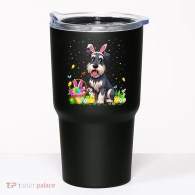 Miniature Schnauzer Dog Easter Egg Hunt Bunny Ear Easter Tumbler