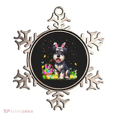 Miniature Schnauzer Dog Easter Egg Hunt Bunny Ear Easter Ornament