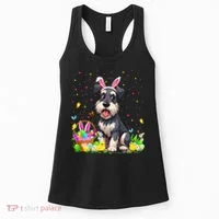 Miniature Schnauzer Dog Easter Egg Hunt Bunny Ear Easter Women's Tank Top thumb 0