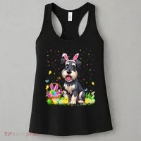 Miniature Schnauzer Dog Easter Egg Hunt Bunny Ear Easter Women's Tank Top thumb 3