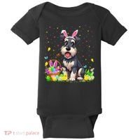 Miniature Schnauzer Dog Easter Egg Hunt Bunny Ear Easter Baby Bodysuit thumb 0