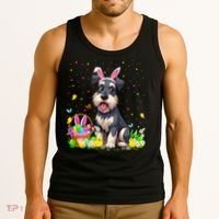 Miniature Schnauzer Dog Easter Egg Hunt Bunny Ear Easter Tank Top thumb 3