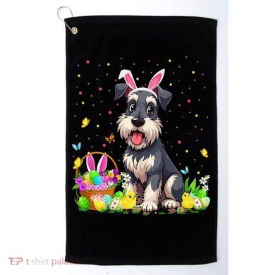 Miniature Schnauzer Dog Easter Egg Hunt Bunny Ear Easter Golf Towel