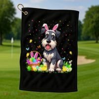 Miniature Schnauzer Dog Easter Egg Hunt Bunny Ear Easter Golf Towel thumb 1