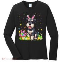 Miniature Schnauzer Dog Easter Egg Hunt Bunny Ear Easter Women's Long Sleeve Shirt thumb 0