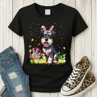 Miniature Schnauzer Dog Easter Egg Hunt Bunny Ear Easter Women's T-Shirt thumb 3