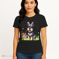 Miniature Schnauzer Dog Easter Egg Hunt Bunny Ear Easter Women's T-Shirt thumb 4