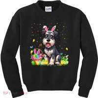 Miniature Schnauzer Dog Easter Egg Hunt Bunny Ear Easter Kids Sweatshirt thumb 0