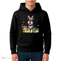 Miniature Schnauzer Dog Easter Egg Hunt Bunny Ear Easter Kids Hoodie thumb 4