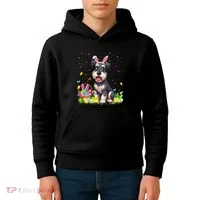 Miniature Schnauzer Dog Easter Egg Hunt Bunny Ear Easter Kids Hoodie thumb 4