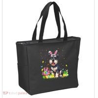 Miniature Schnauzer Dog Easter Egg Hunt Bunny Ear Easter Tote Bag thumb 2
