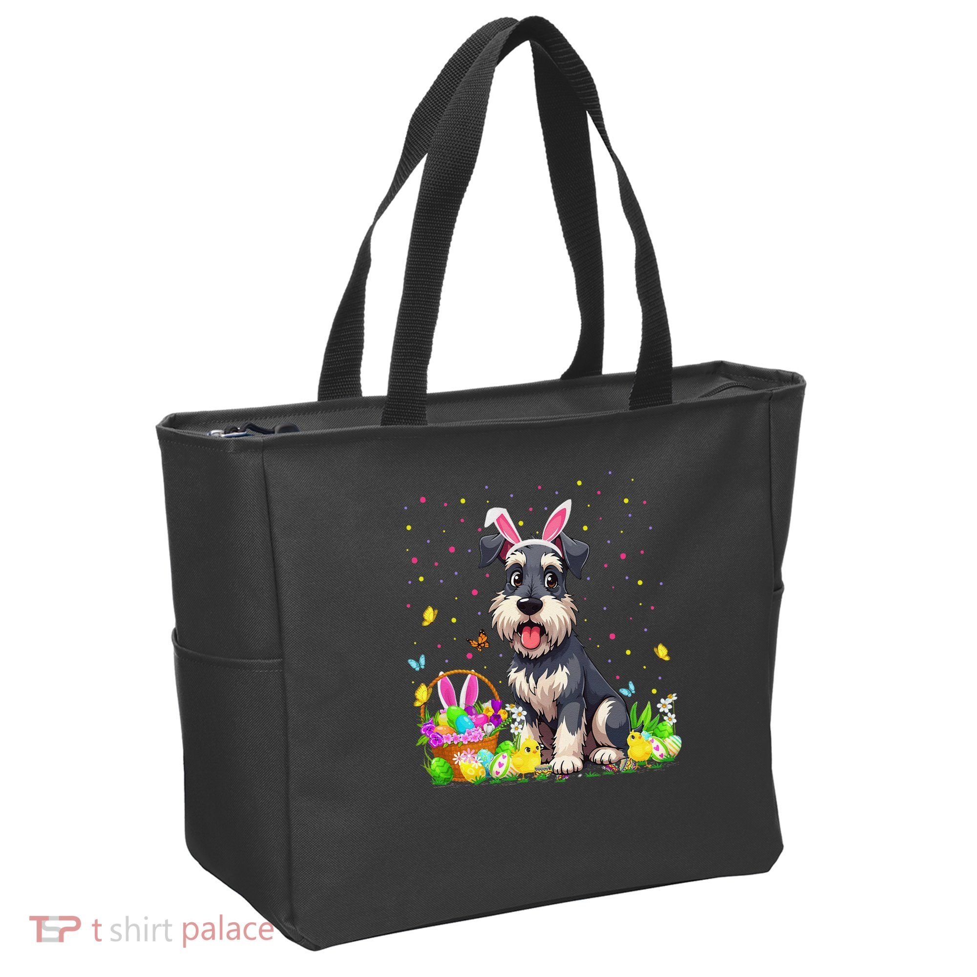 Miniature Schnauzer Dog Easter Egg Hunt Bunny Ear Easter Tote Bag