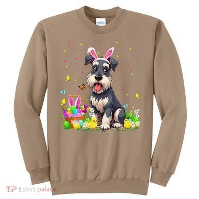 Miniature Schnauzer Dog Easter Egg Hunt Bunny Ear Easter Sweatshirt